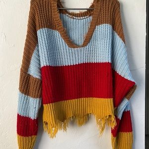 V neck knit sweater